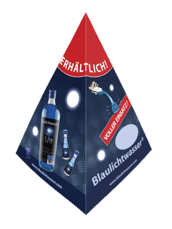 Blaulichtwasser® -Thekenaufsteller "Lady-Blaulicht" 