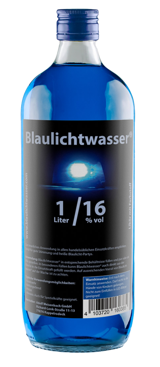 Blaulichtwasser® 1/16 1-Liter GLAS-Flasche 